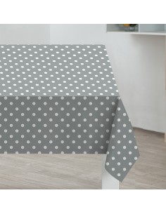 Grey Polka Dot PVC Table Cloth