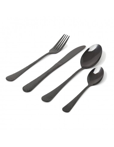 Black Hammered 16pc Cutlery Set